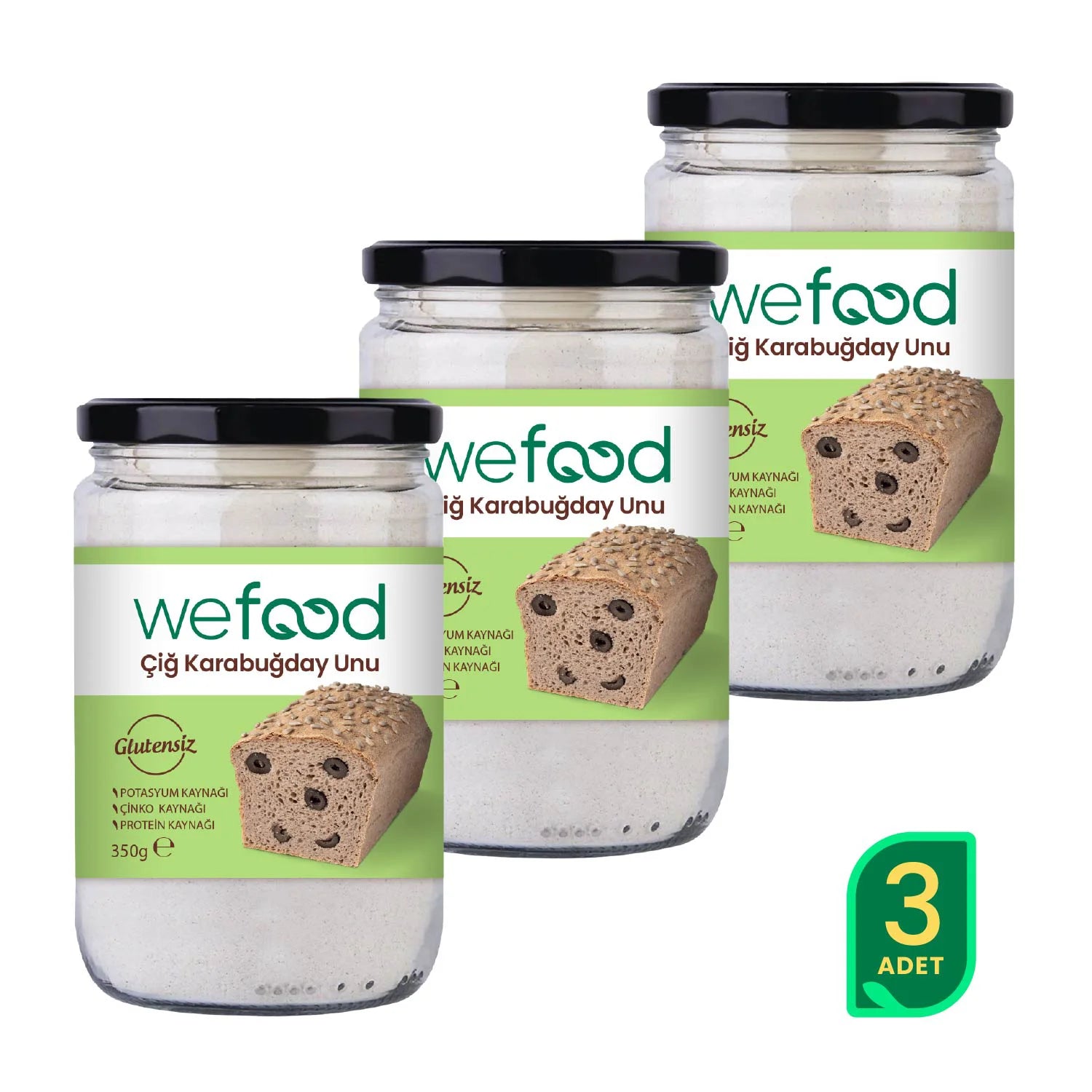 Wefood Glutensiz Çiğ Karabuğday Unu 350 gr 3'lü